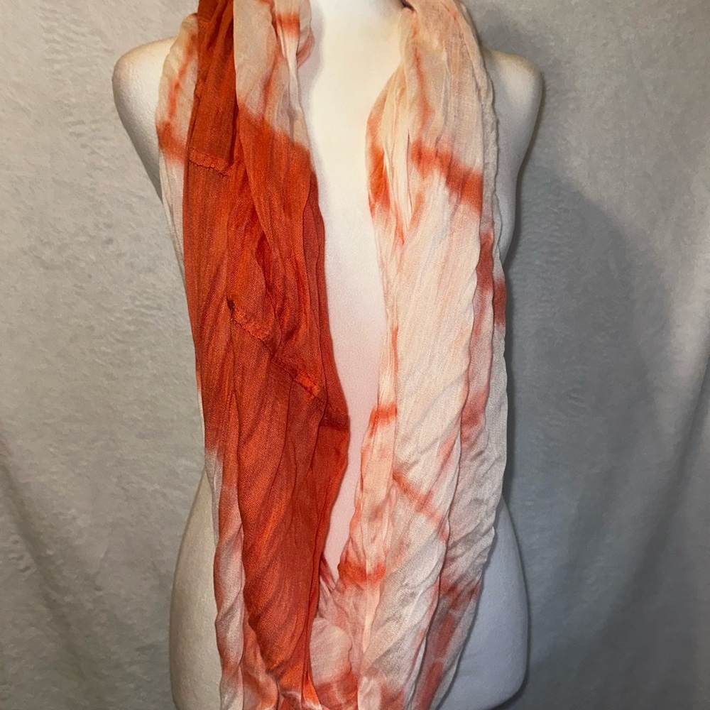 #1323 Casual Orange and White Infinity Scarf